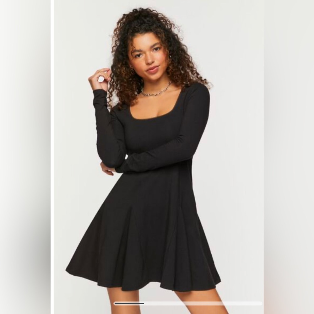 Forever 21 Plus Size Black Skater Mini Dress